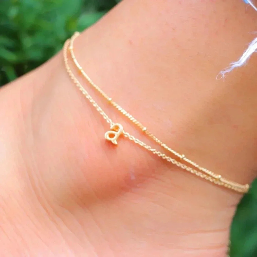 💛GOLD A to Z LETTER SPARKLE INITIAL ANKLET ALPHABET BRACELET GIFT, ELDM22279 - Picture 4 of 12